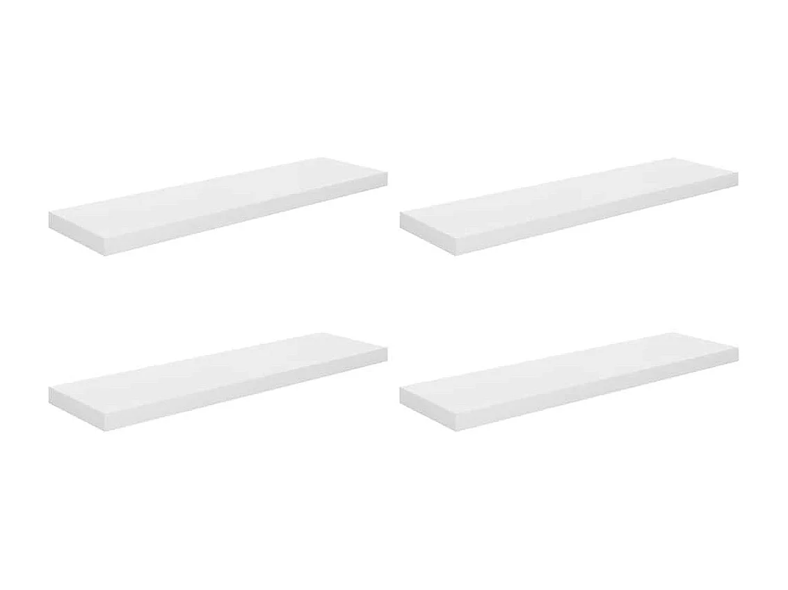 Étagère murale flottante 4 pcs Blanc brillant 90x23,5x3,8cm MDF