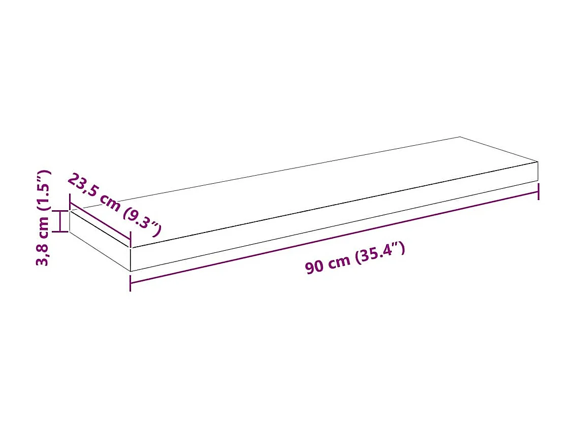 Étagère murale flottante 4 pcs Blanc brillant 90x23,5x3,8cm MDF