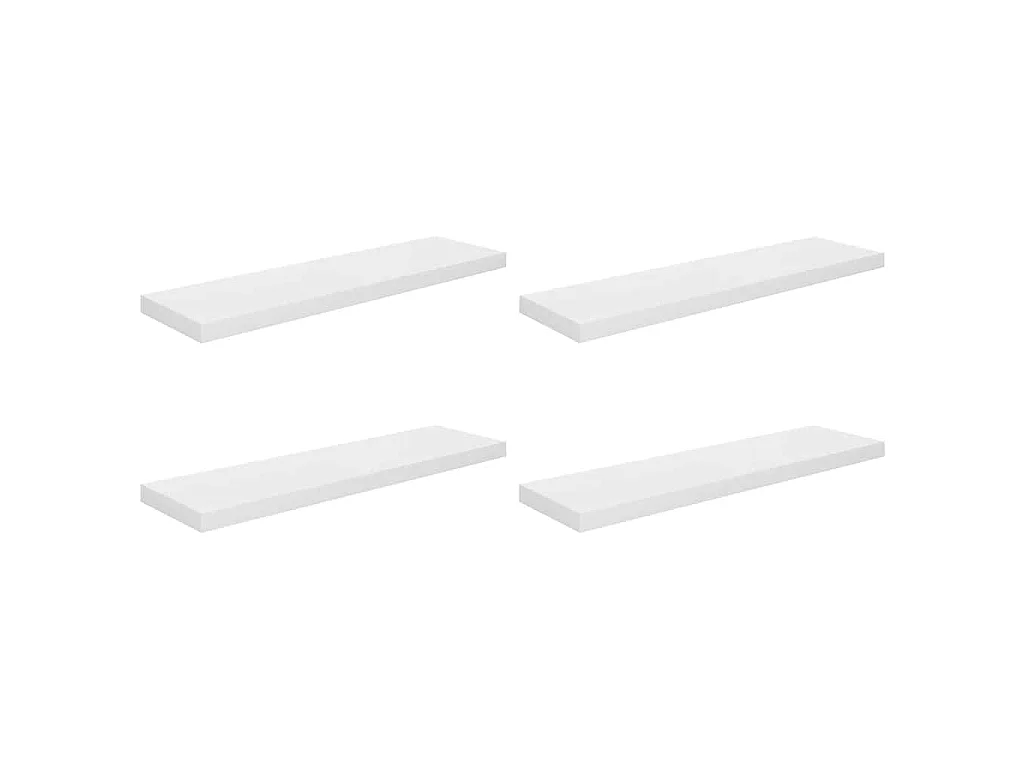 Étagère murale flottante 4 pcs Blanc brillant 90x23,5x3,8cm MDF