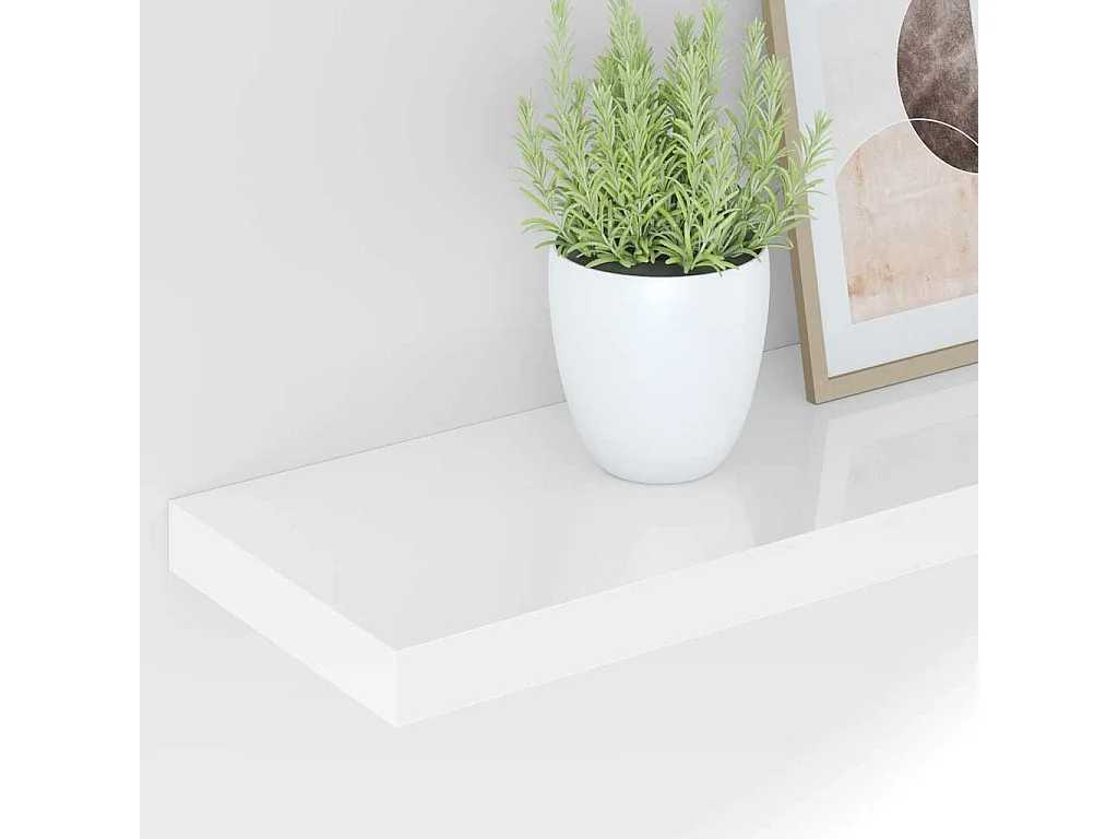 Étagère murale flottante 4 pcs Blanc brillant 90x23,5x3,8cm MDF