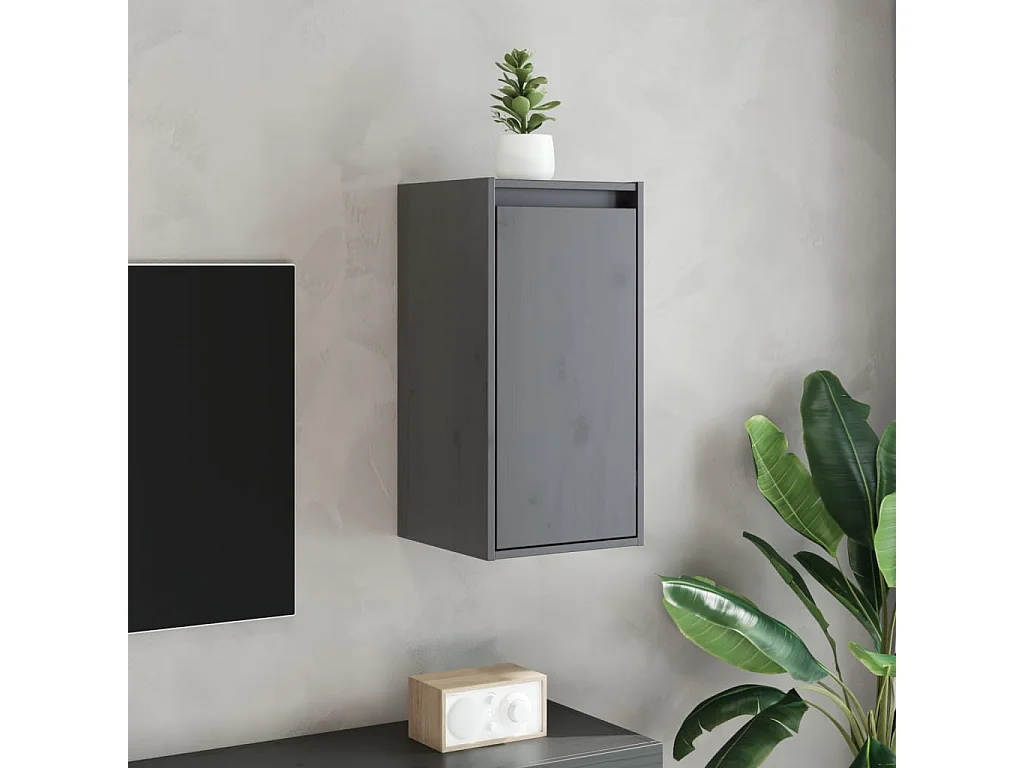 Armoires murales 2 pcs Gris 30x30x60 cm Bois de pin massif