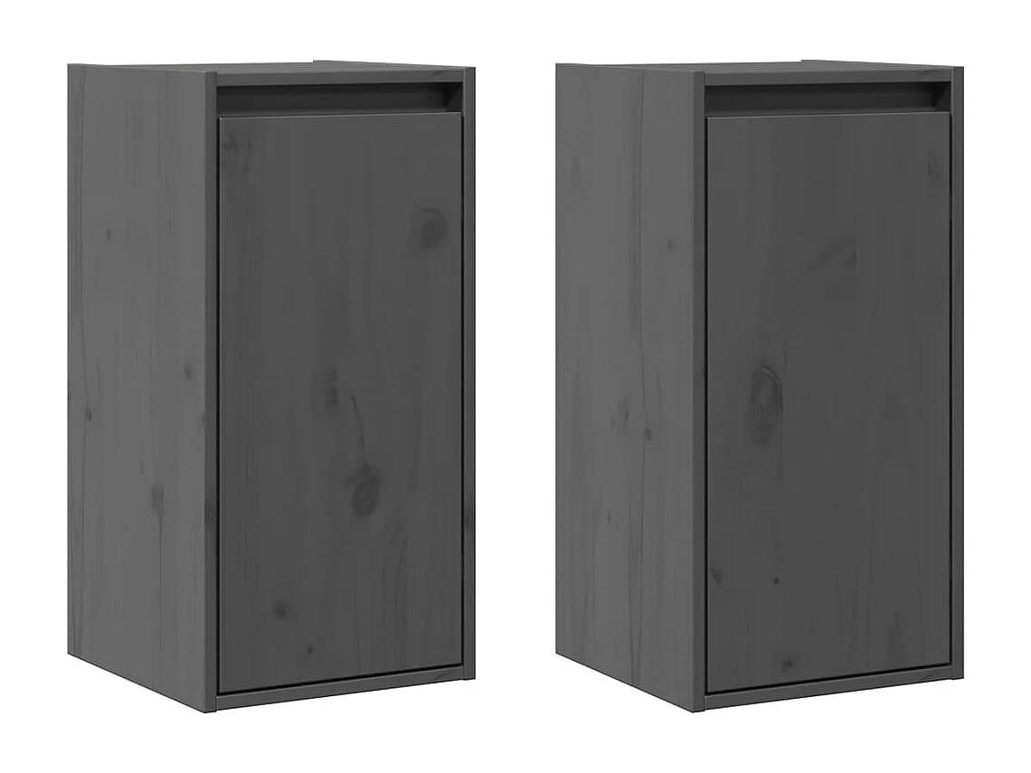 Armoires murales 2 pcs Gris 30x30x60 cm Bois de pin massif