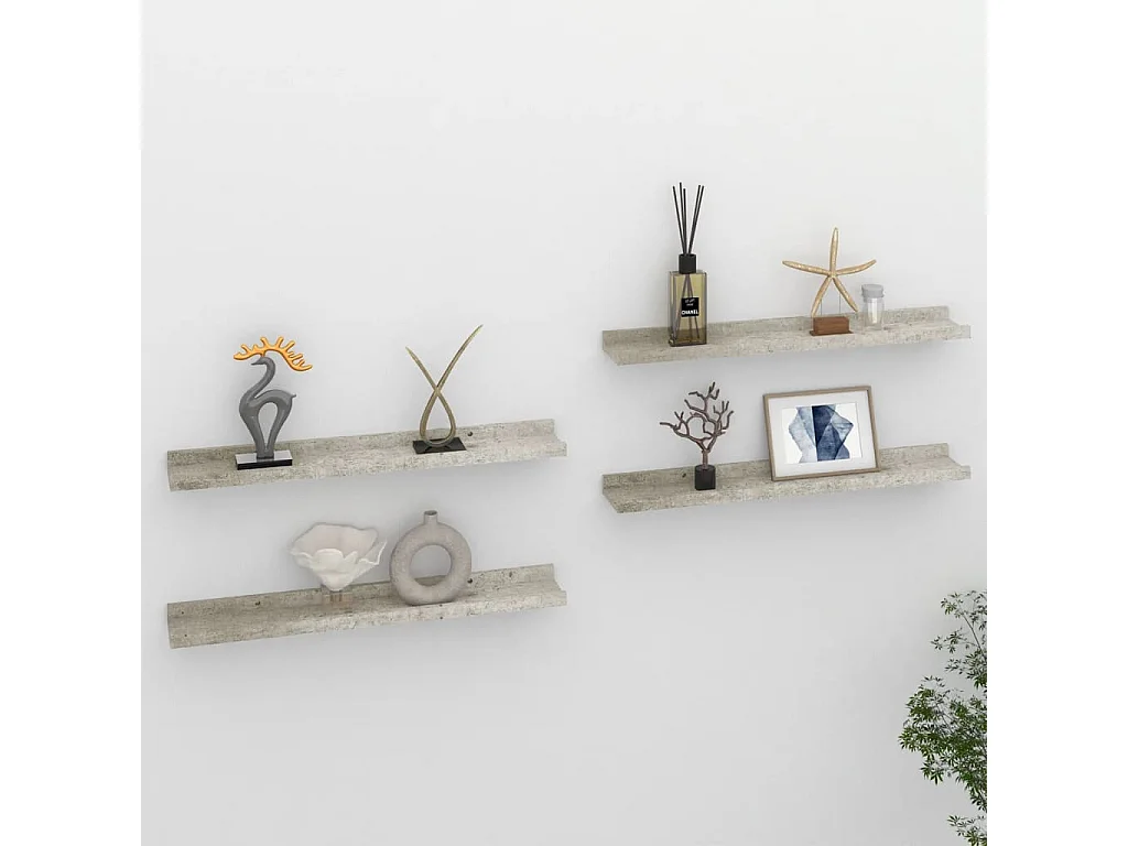 Étagères murales 4 pcs Gris béton 60x9x3 cm