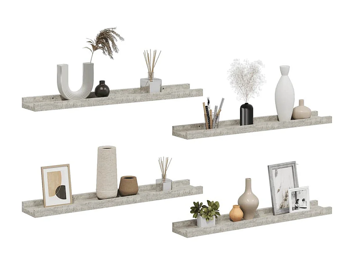 Wandschappen 4 st 60x9x3 cm betongrijs