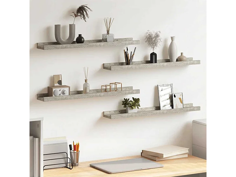 Étagères murales 4 pcs Gris béton 60x9x3 cm