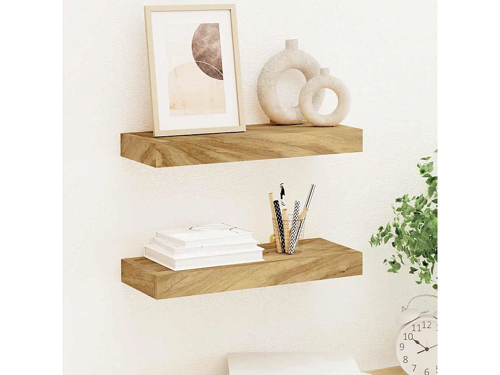 Wandregale 2 Stk. 40x15x4 cm Massivholz Teak