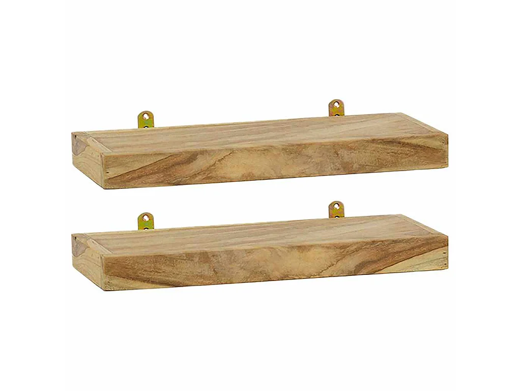 Prateleiras de parede 2 pcs 40x15x4 cm madeira de teca maciça