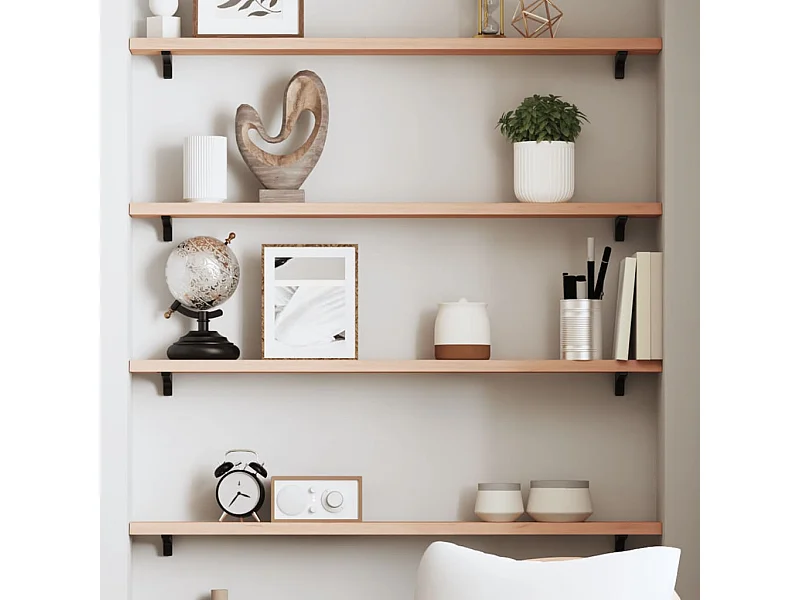 Estante de pared madera maciza de roble sin tratar 80x10x2 cm