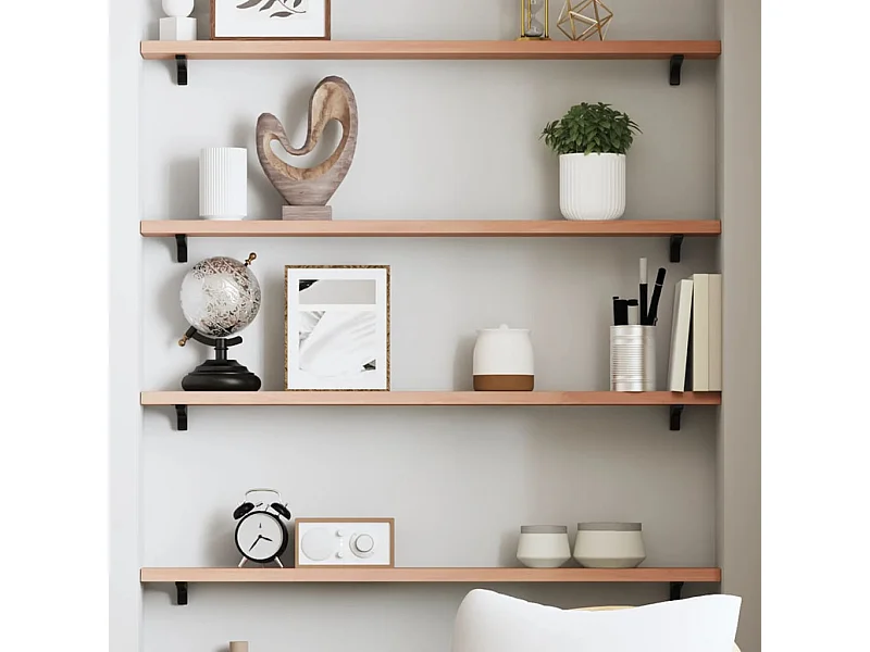 Wandregal Hellbraun 80x10x2 cm Massivholz Eiche Behandelt