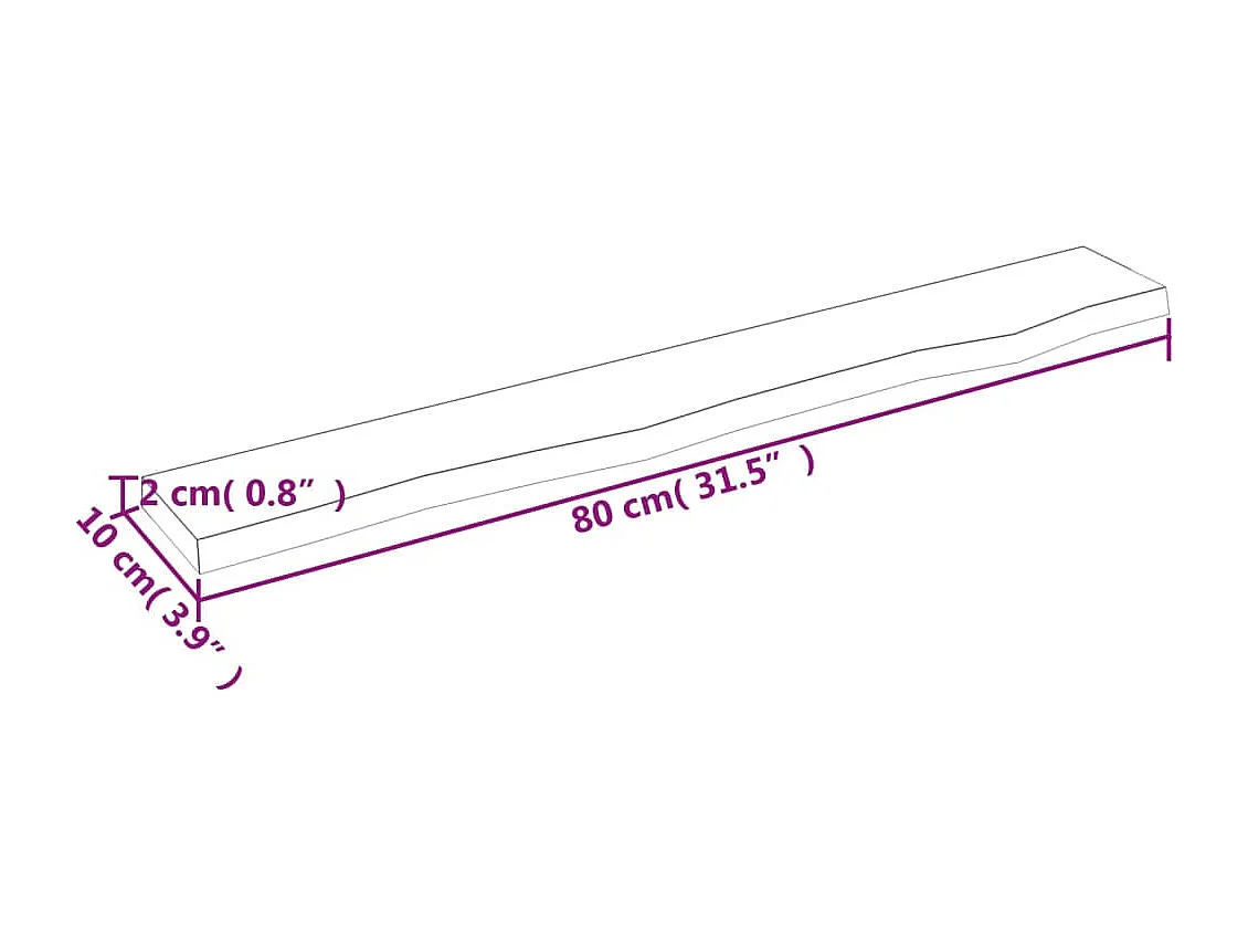 Étagère murale marron clair 80x10x2 cm bois chêne massif traité