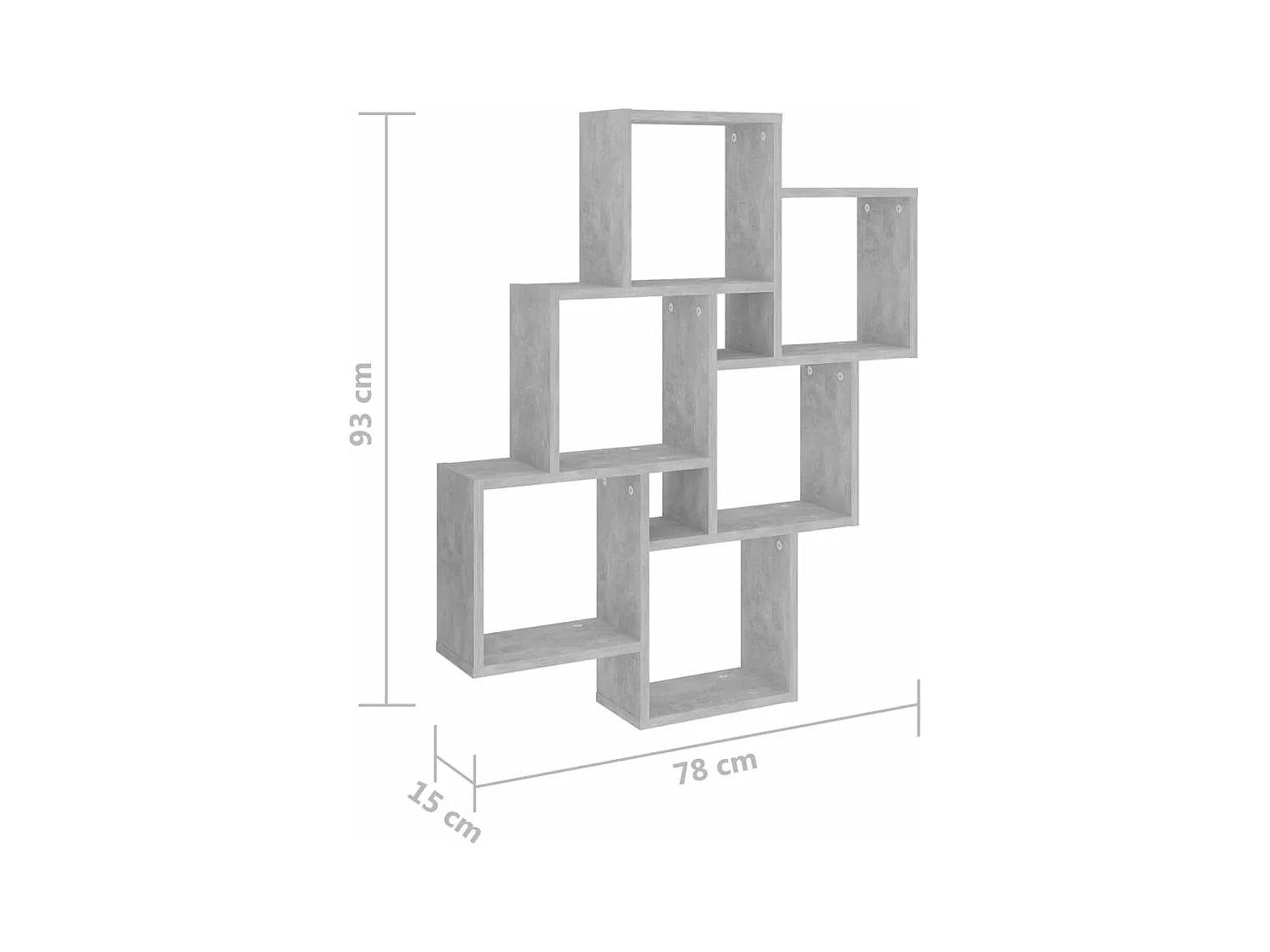 Estante cubo de pared contrachapado gris hormigón 78x15x93 cm