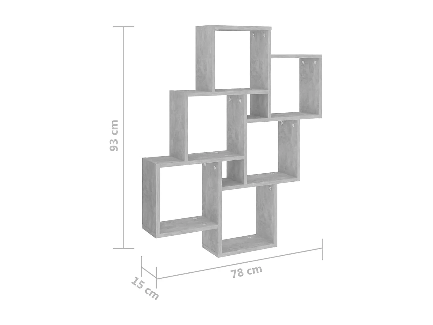 Würfelregal Betongrau 78x15x93 cm Holzwerkstoff