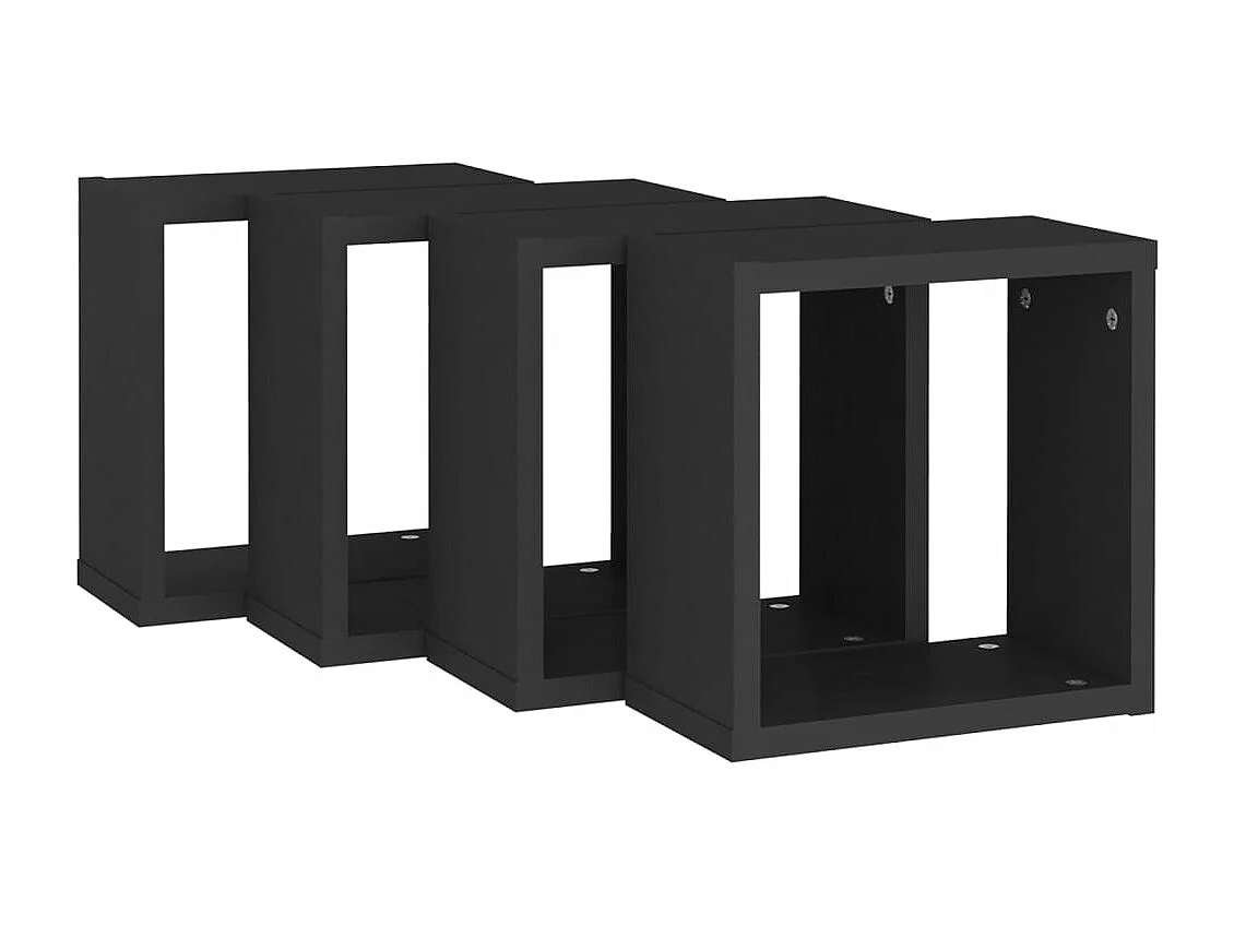 Étagères cube murales 4 pcs noir 30x15x30 cm