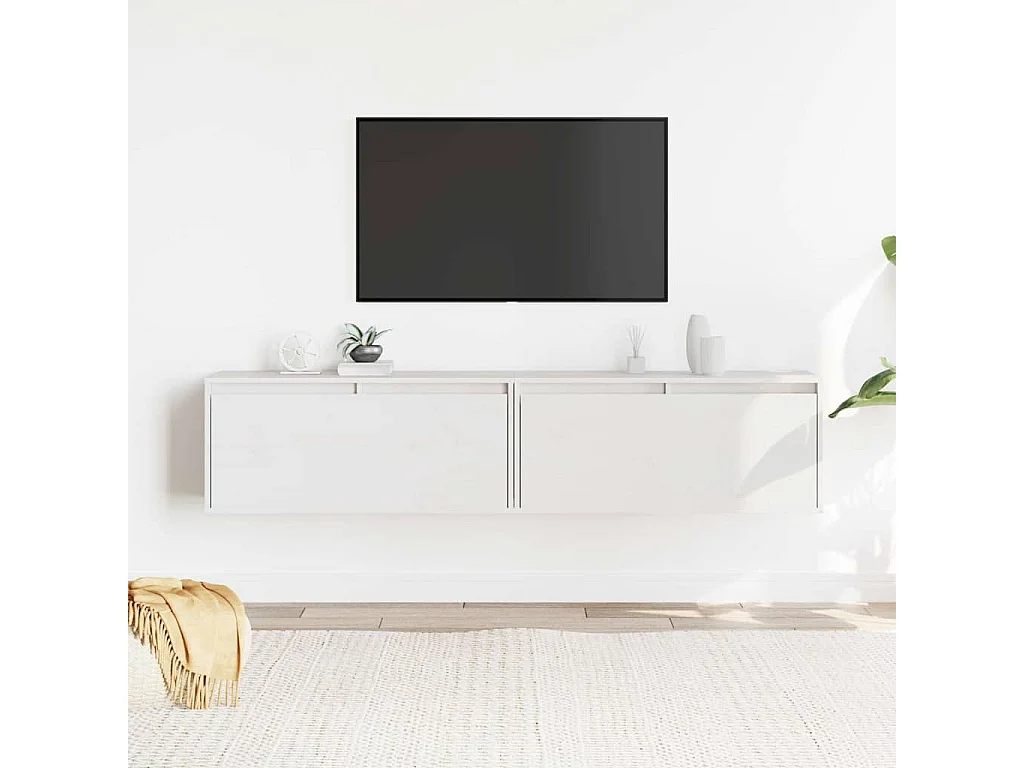 Wandschränke 2 Stk. Weiß 80x30x35 cm Massivholz Kiefer