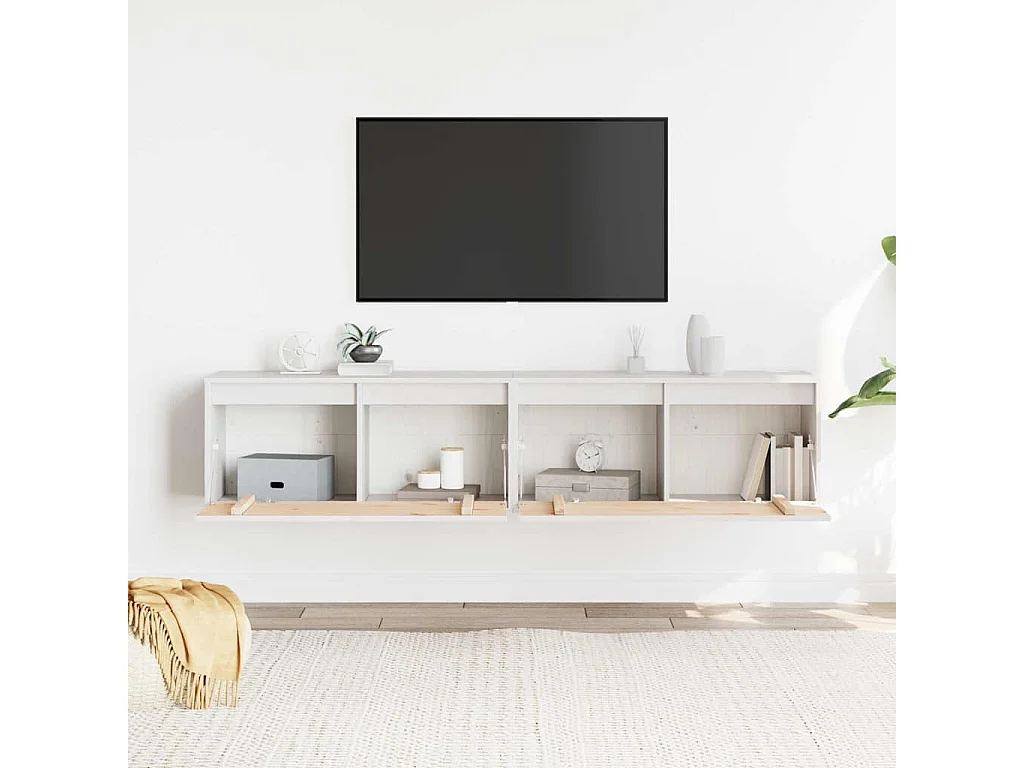 Armoires murales 2 pcs Blanc 80x30x35 cm Bois de pin massif