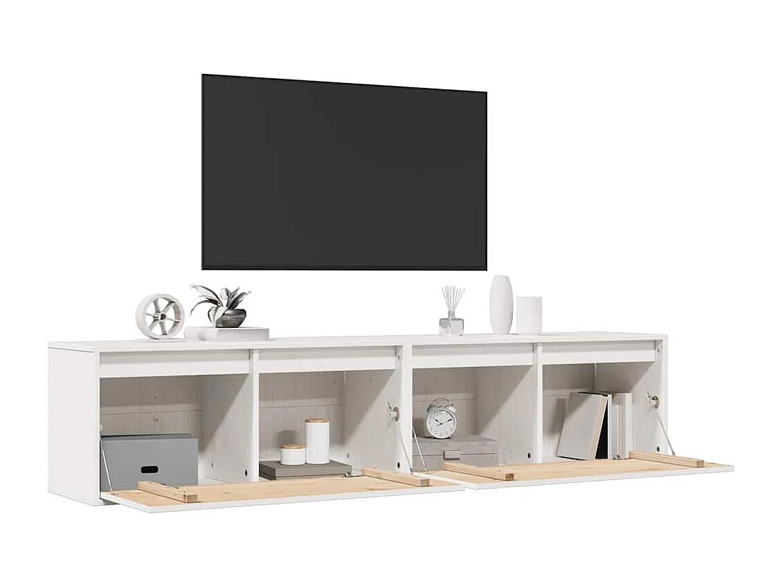 Armoires murales 2 pcs Blanc 80x30x35 cm Bois de pin massif