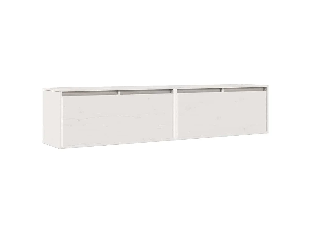 Pensili 2 pz Bianchi 80x30x35 cm in Legno Massello di Pino