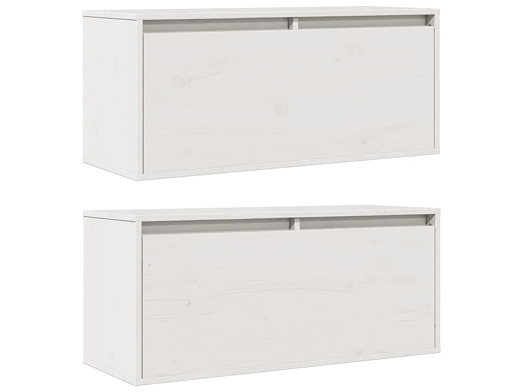 Pensili 2 pz Bianchi 80x30x35 cm in Legno Massello di Pino