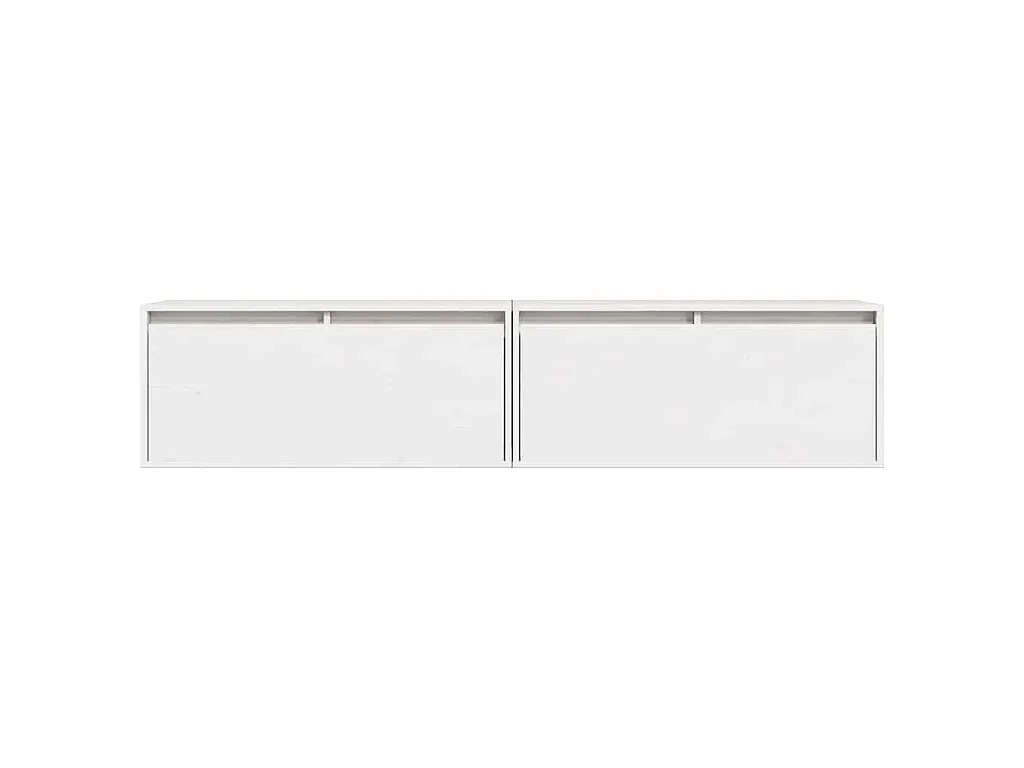 Pensili 2 pz Bianchi 80x30x35 cm in Legno Massello di Pino