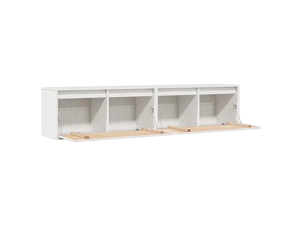 Pensili 2 pz Bianchi 80x30x35 cm in Legno Massello di Pino