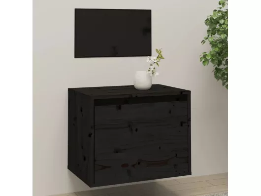 Kauf Unique Wandschrank Schwarz 45x30x35 cm Massivholz Kiefer