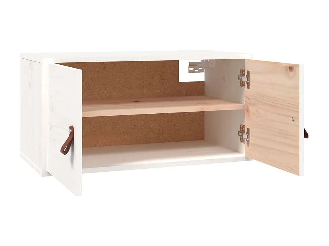 Pensili 2 pz Bianchi 60x30x30 cm in Legno Massello di Pino