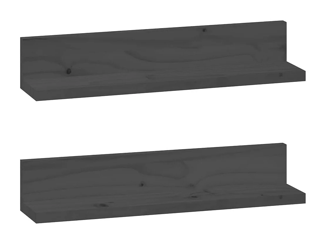 Mensole da Parete 2 pz Grigio 50x11x9cm Legno Massello di Pino