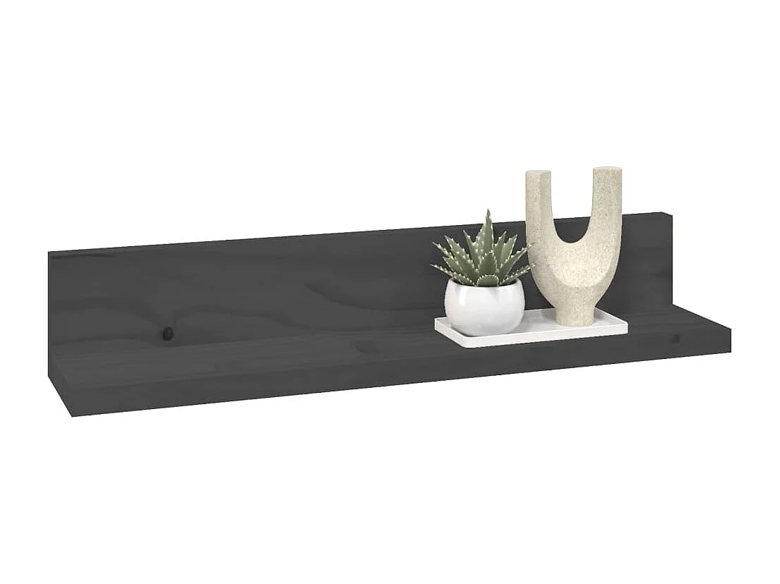 Mensole da Parete 2 pz Grigio 50x11x9cm Legno Massello di Pino
