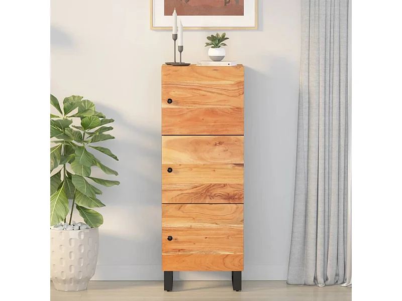 Hoge kast met 3 deuren 40x33x110 cm massief acaciahout en ijzer