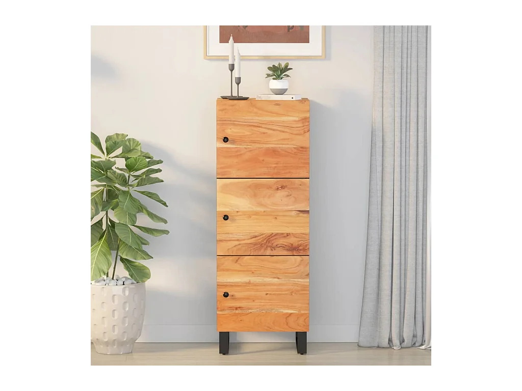 Highboard mit 3 Türen 40x33x110 cm Massivholz Akazie & Eisen