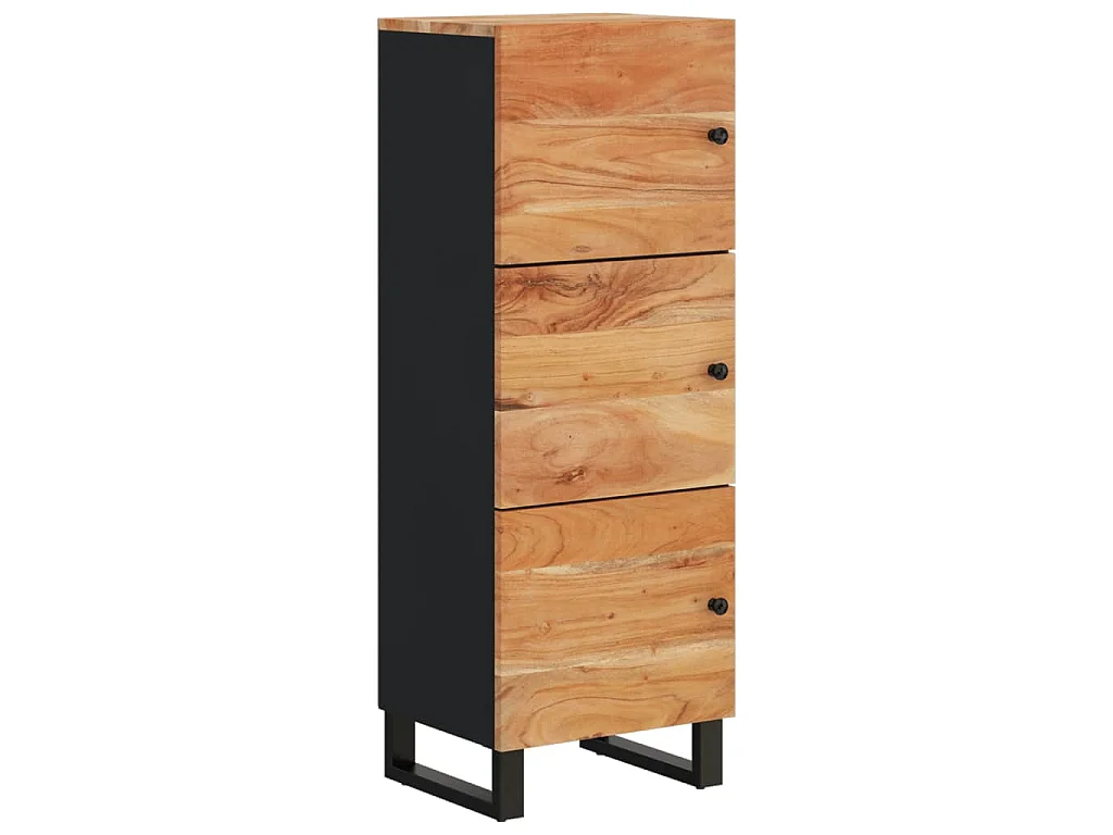 Hoge kast met 3 deuren 40x33x110 cm massief acaciahout en ijzer