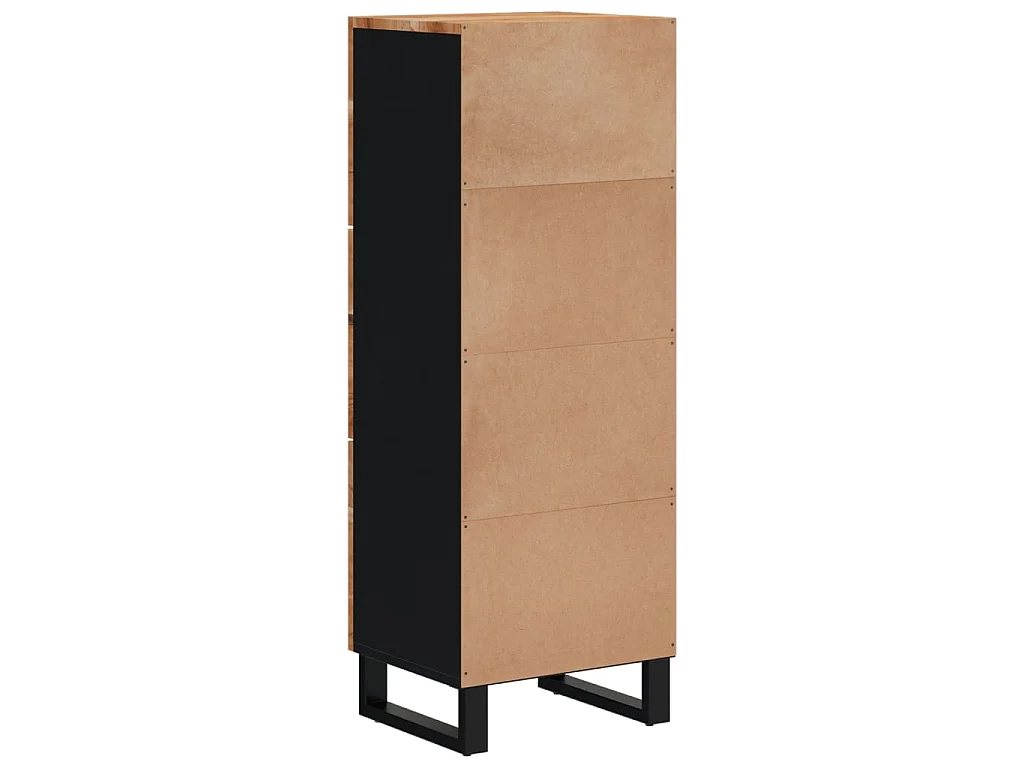 Hoge kast met 3 deuren 40x33x110 cm massief acaciahout en ijzer