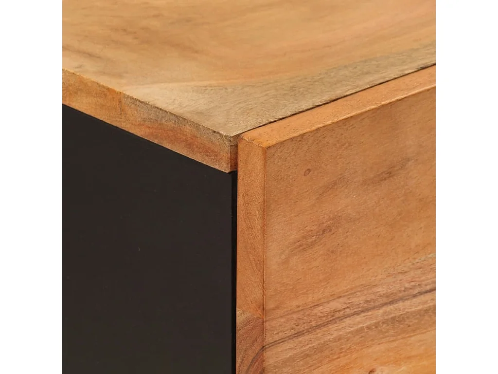 Hoge kast met 3 deuren 40x33x110 cm massief acaciahout en ijzer