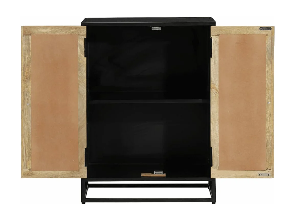 Buffet avec 2 portes 55x35x75 cm bois massif manguier et fer