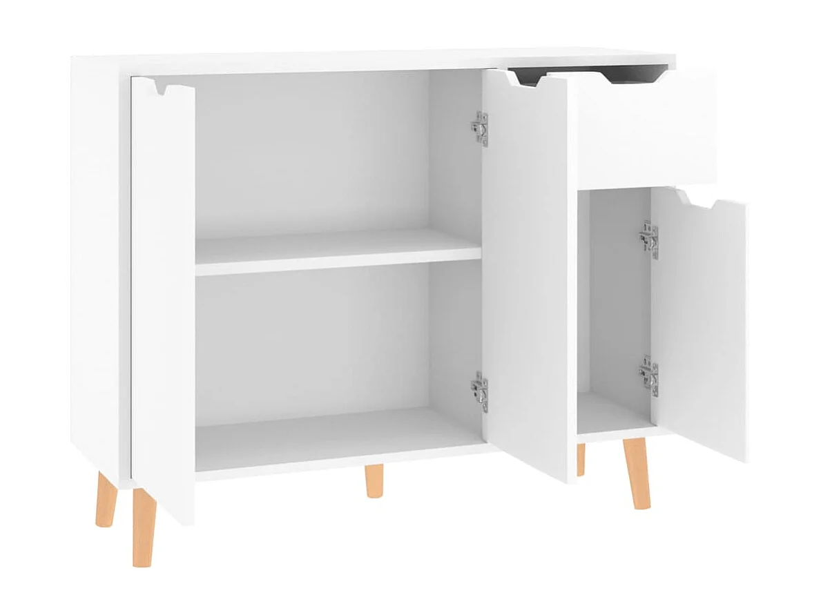 Buffet blanc brillant 90x30x72 cm bois d'ingénierie