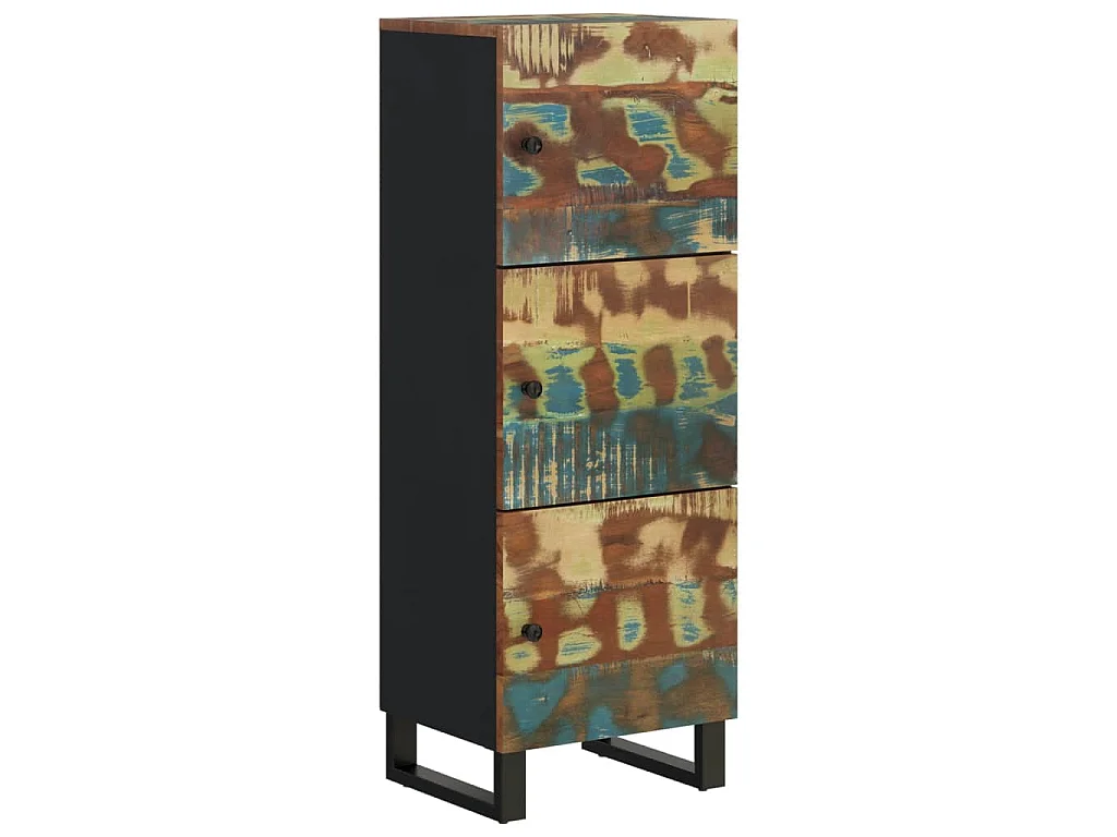 Buffet haut et tiroir 60x33x100 cm bois massif récupération/fer