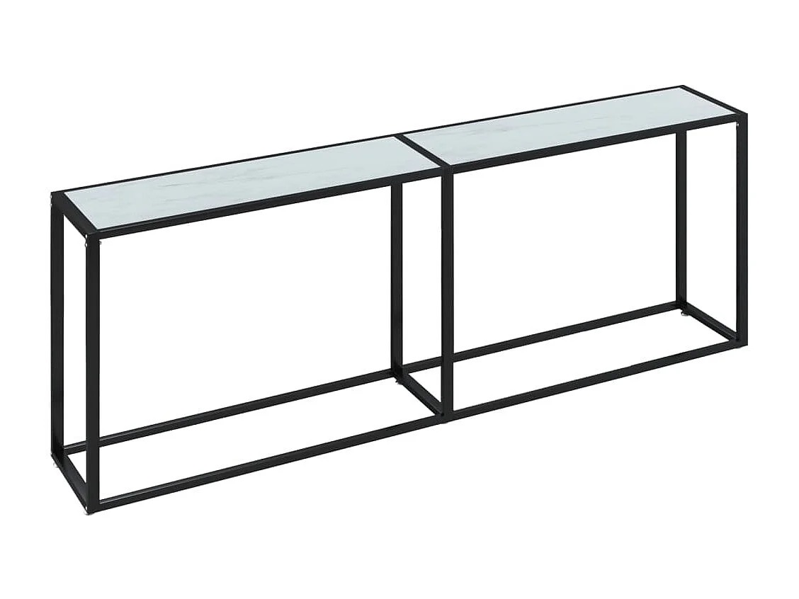 Table console Marbre blanc 220x35x75,5 cm Verre trempé