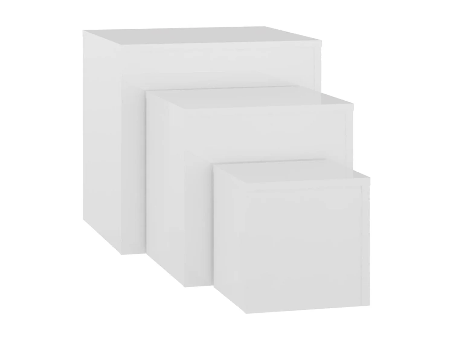 Bijzettafels 3 st bewerkt hout hoogglans wit