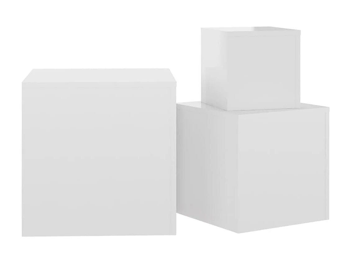 Bijzettafels 3 st bewerkt hout hoogglans wit