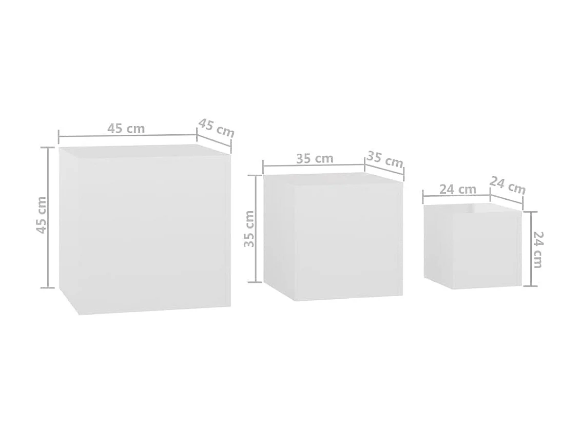 Bijzettafels 3 st bewerkt hout hoogglans wit