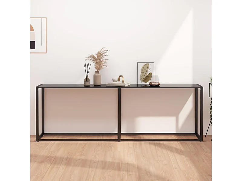 Konsolentisch Schwarz 220x35x75,5 cm Hartglas