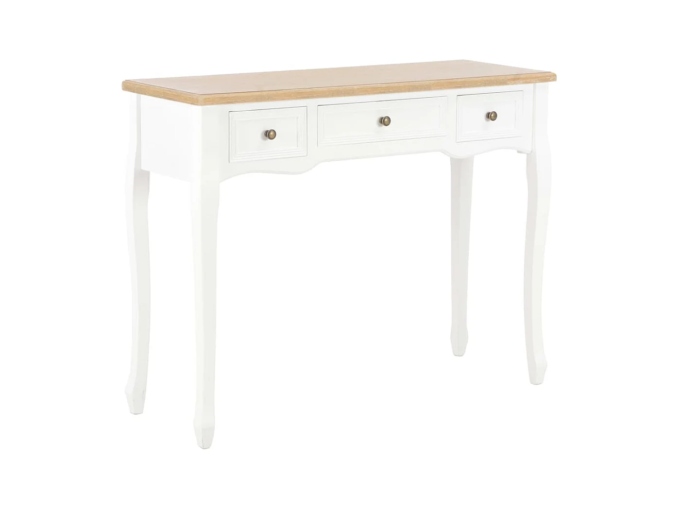 Table de console et coiffeuse avec 3 tiroirs Blanc
