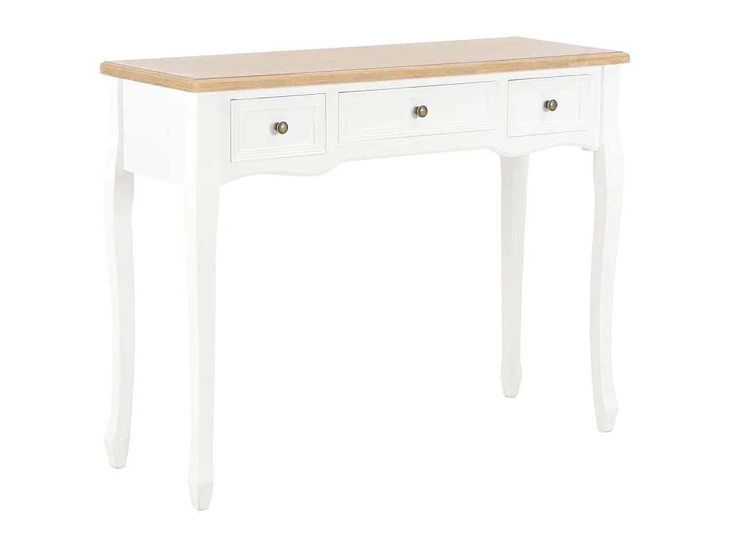 Table de console et coiffeuse avec 3 tiroirs Blanc