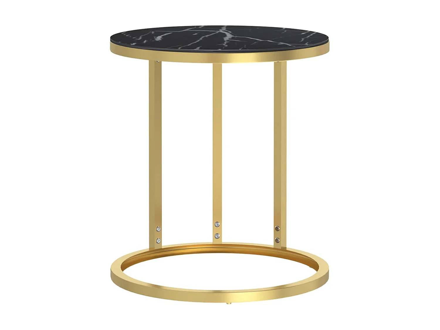 Bijzettafel 45 cm gehard glas goudkleurig en zwartmarmer