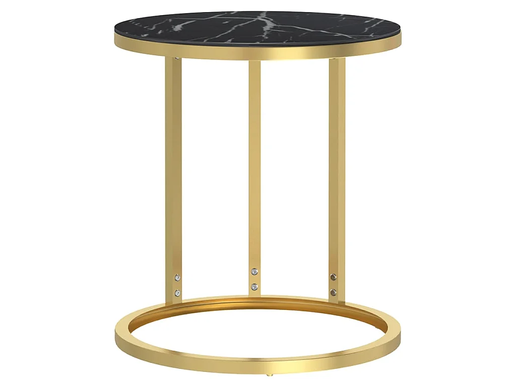 Beistelltisch Golden und Schwarze Marmor-Optik 45 cm Hartglas