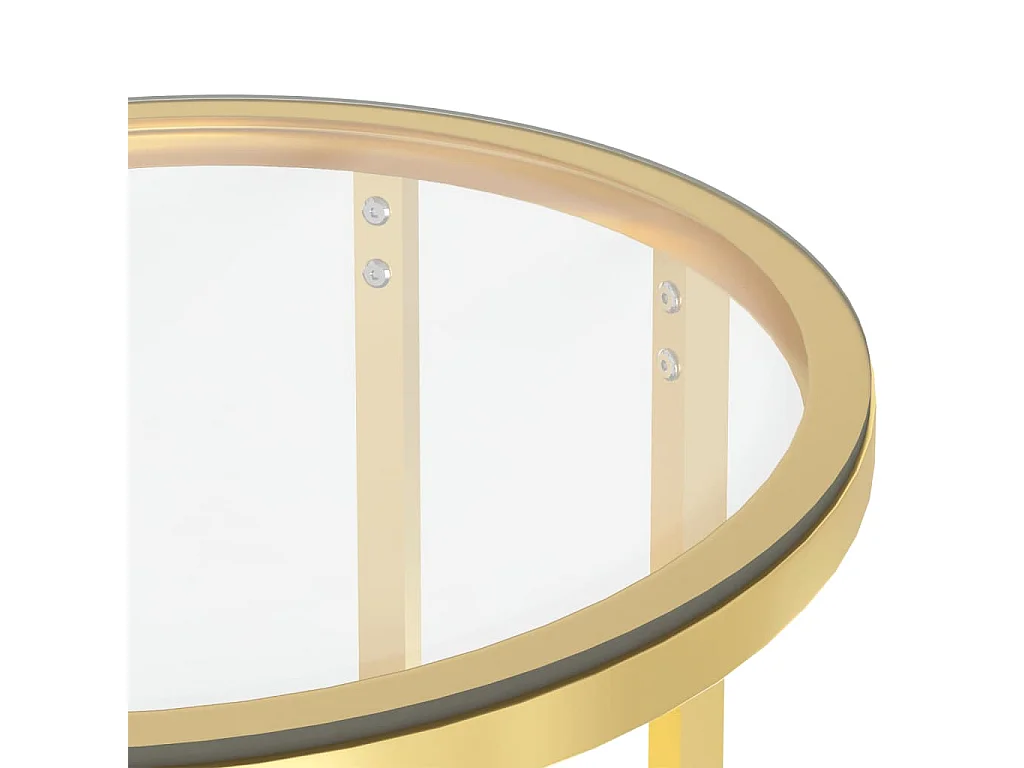 Table d'appoint Doré et transparent 45 cm Verre trempé