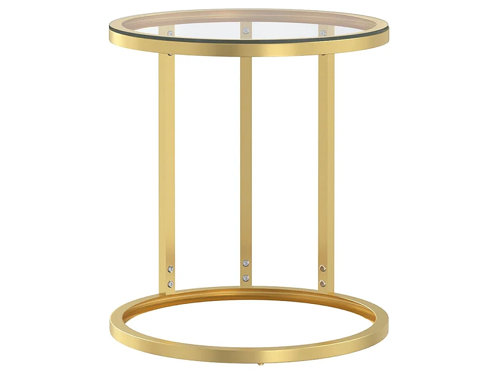 Table d'appoint Doré et transparent 45 cm Verre trempé