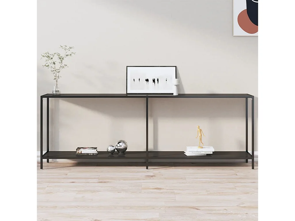 Table console Noir 220x35x75,5 cm Verre trempé