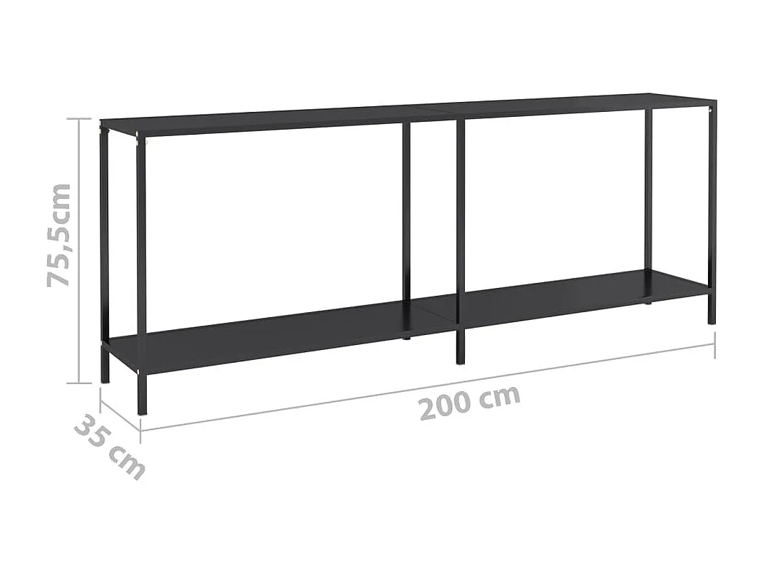 Table console Noir 220x35x75,5 cm Verre trempé