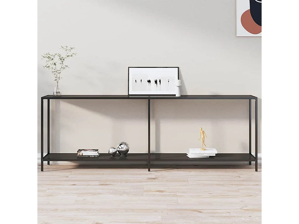 Table console Noir 220x35x75,5 cm Verre trempé